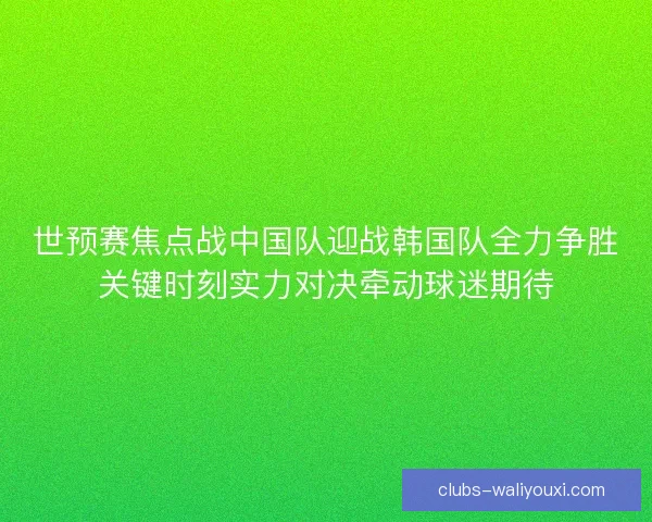 世预赛焦点战中国队迎战韩国队全力争胜关键时刻实力对决牵动球迷期待